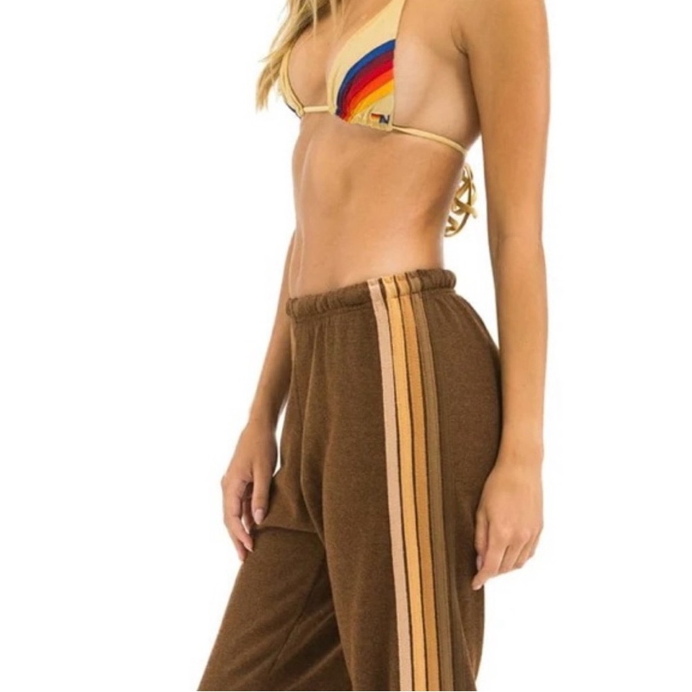 Aviator Nation 5 Stripe Sweatpant in the Chocolate/Espresso